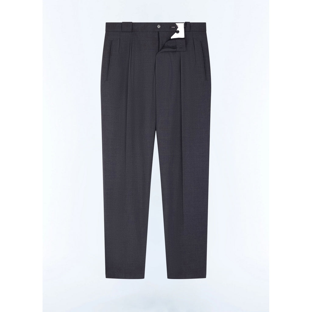 Pantalon Droit En Laine Certifiée - Gris Foncé