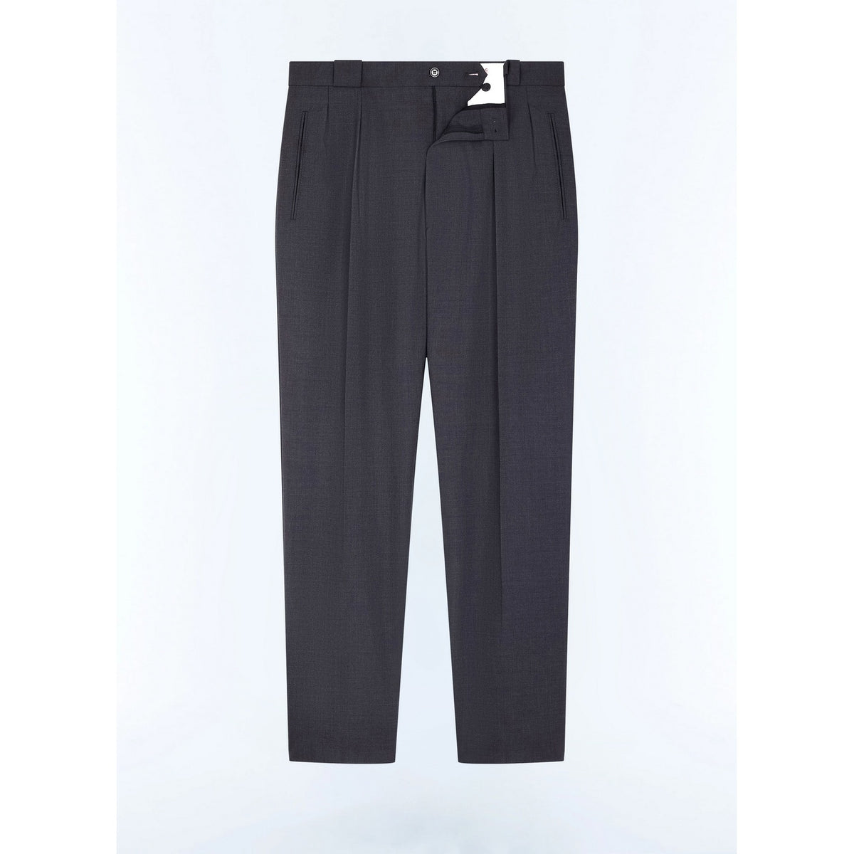 Pantalon Droit En Laine Certifiée - Gris Foncé