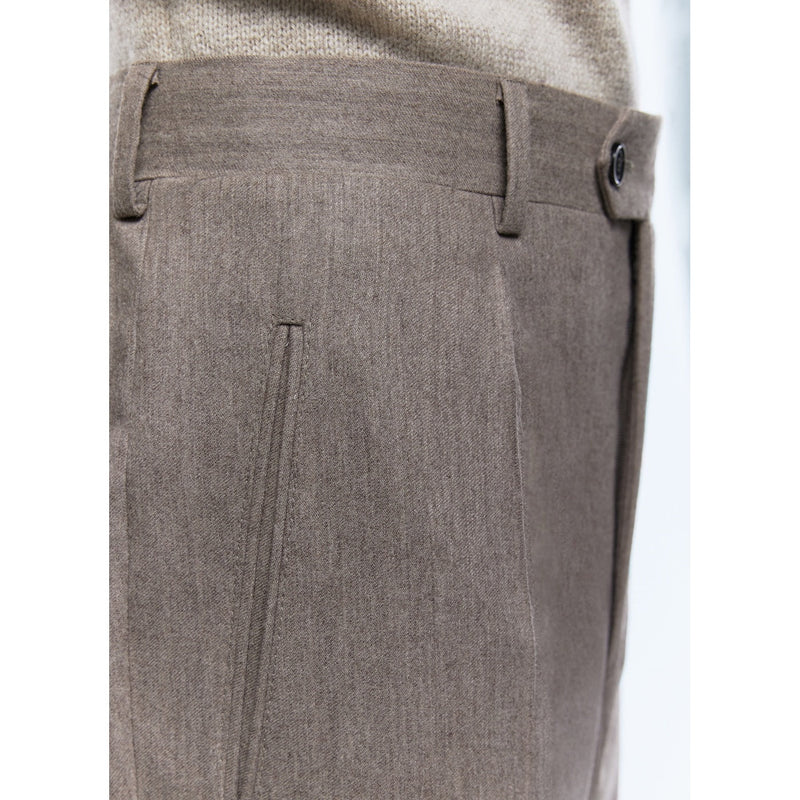 Pantalón recto de lana certificada - Marrón