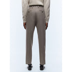 Pantalon Droit En Laine Certifiée - Brun