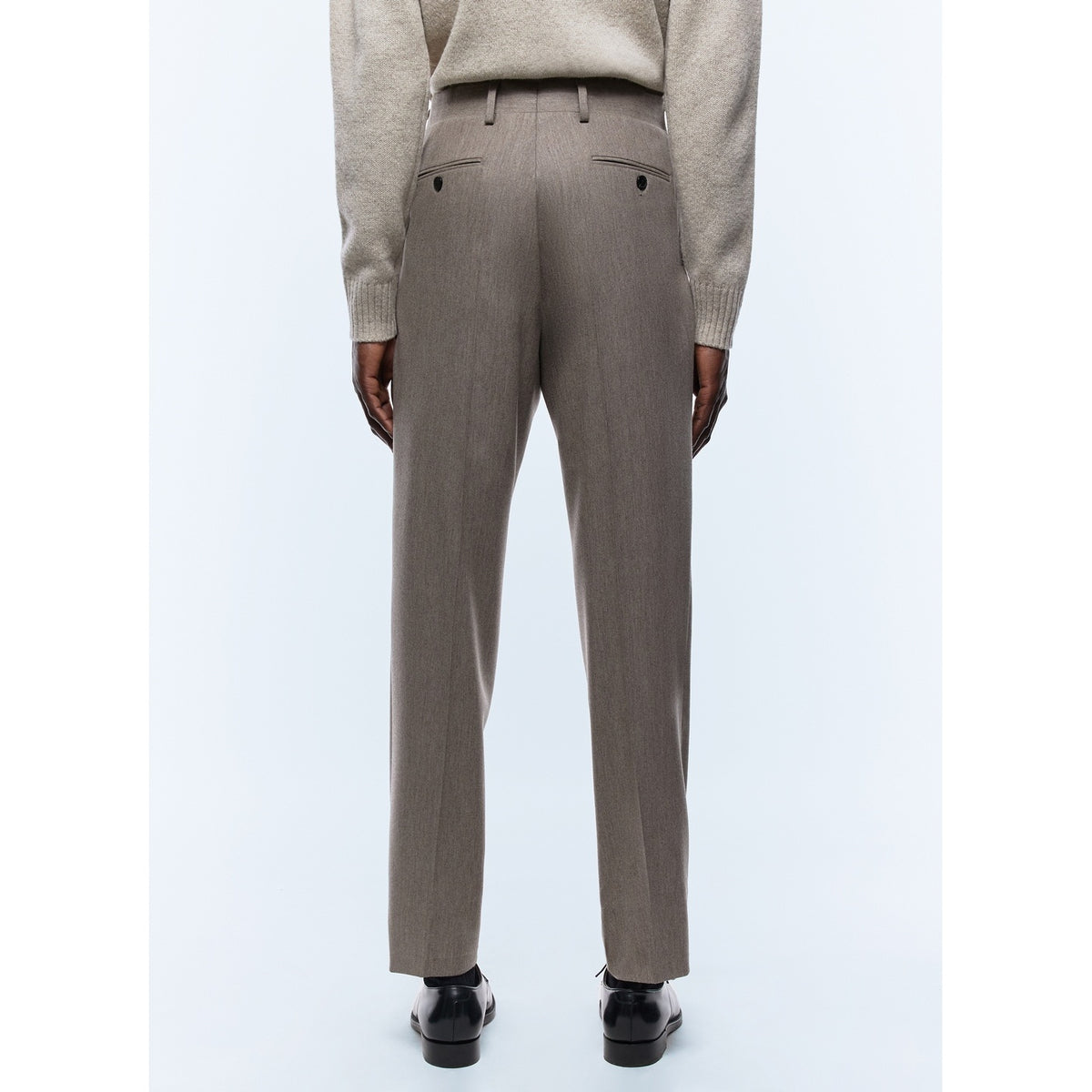 Pantalon Droit En Laine Certifiée - Brun