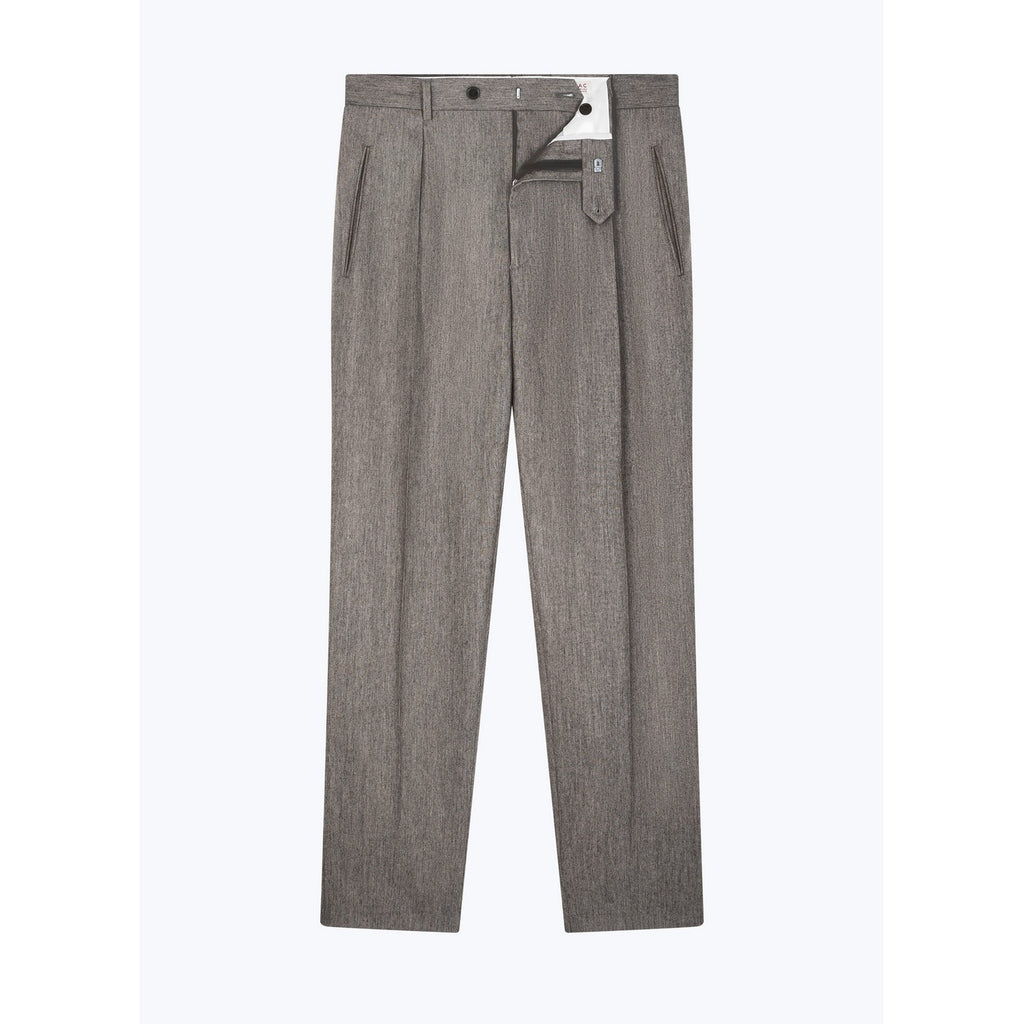 Pantalon Droit En Laine Certifiée - Brun
