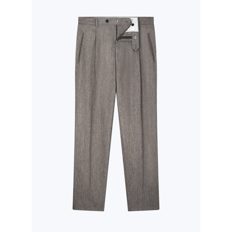 Pantalón recto de lana certificada - Marrón