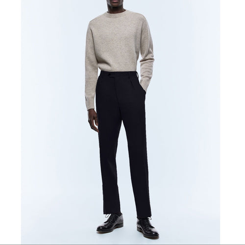 Pantalon Droit En Flanelle De Laine - Bleu