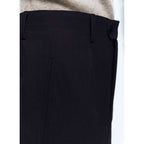 Pantalón recto de franela de lana - Azul