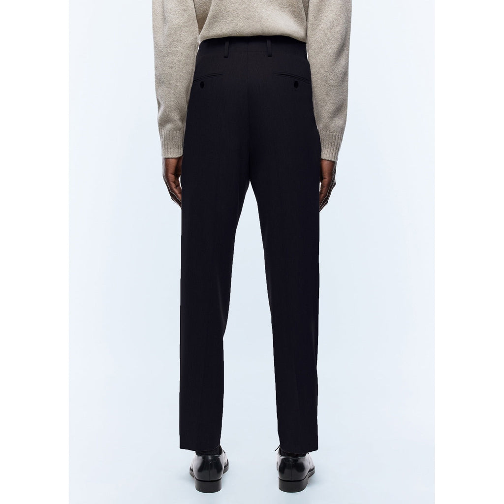 Pantalón recto de franela de lana - Azul