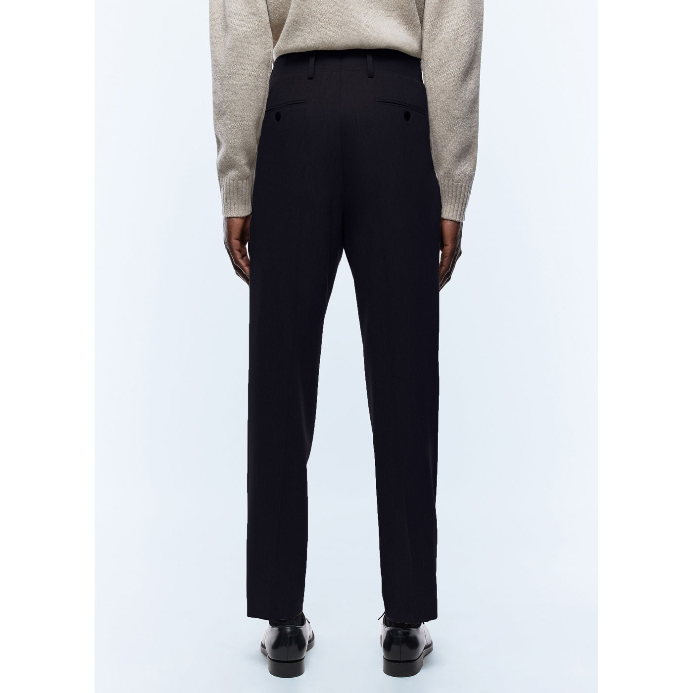 Pantalón recto de franela de lana - Azul
