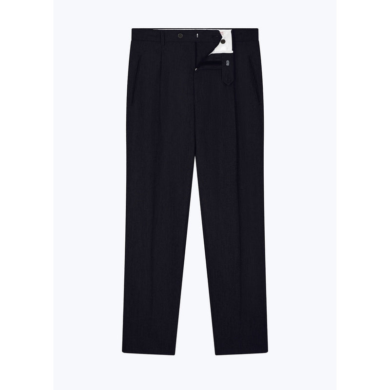 Straight Wool Flannel Trousers - Blue