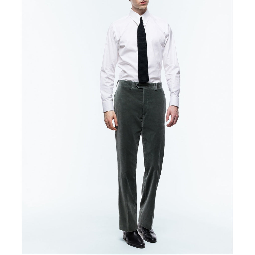 Velvet Suit Trousers - Sage Green