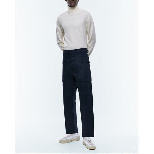 Pantalon Cargo En Twill De Coton - Bleu Marine