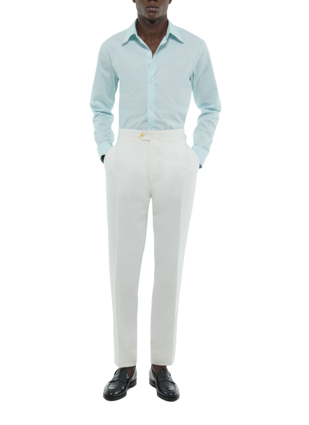 Pantalon En Lin Sans Pinces - Blanc