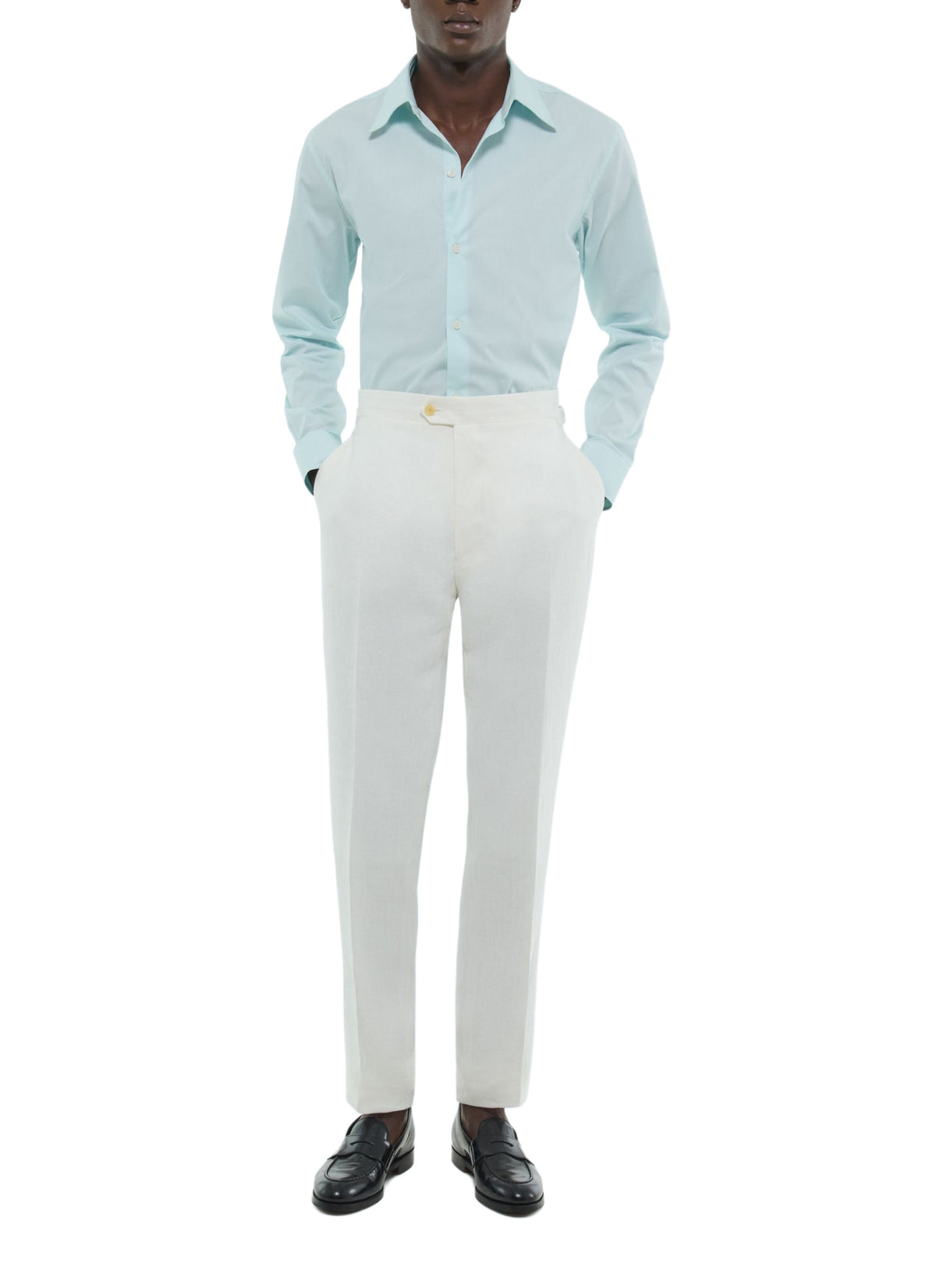 Pantalon En Lin Sans Pinces - Blanc