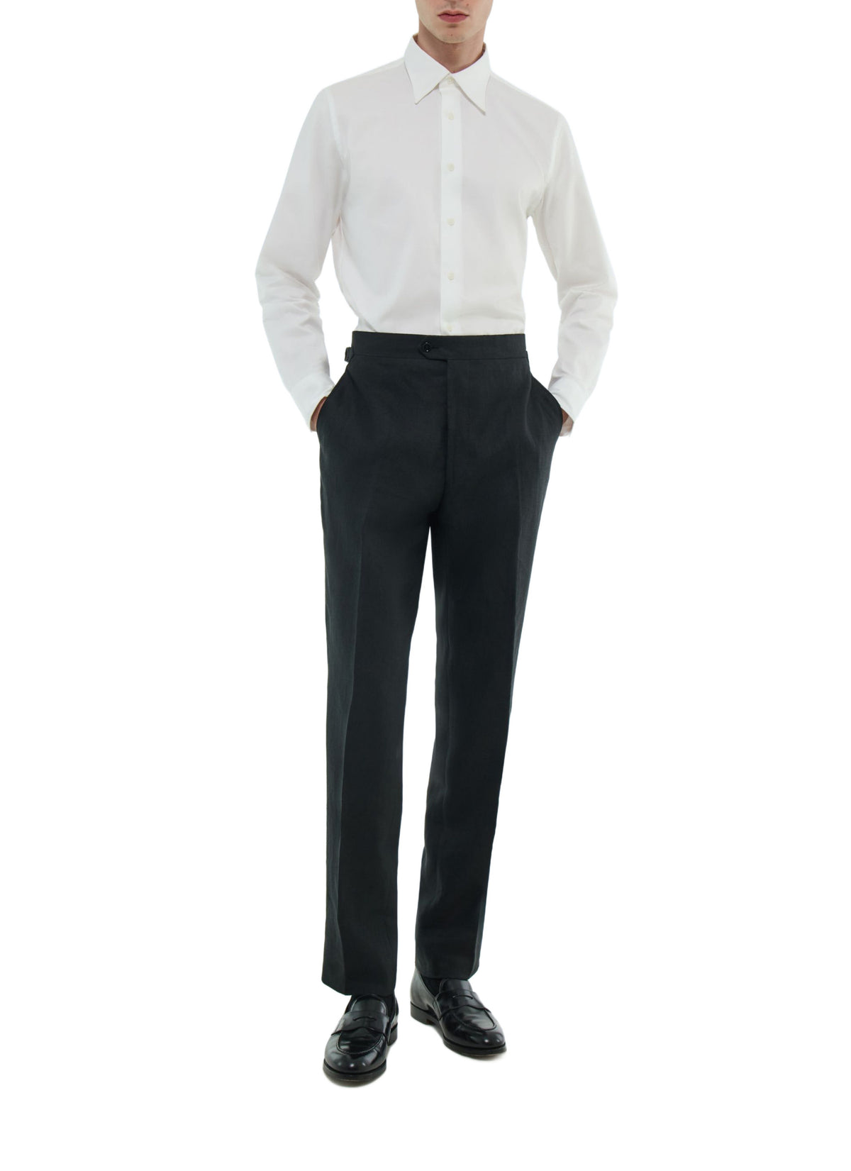 Pantalon En Lin Sans Pinces - Noir