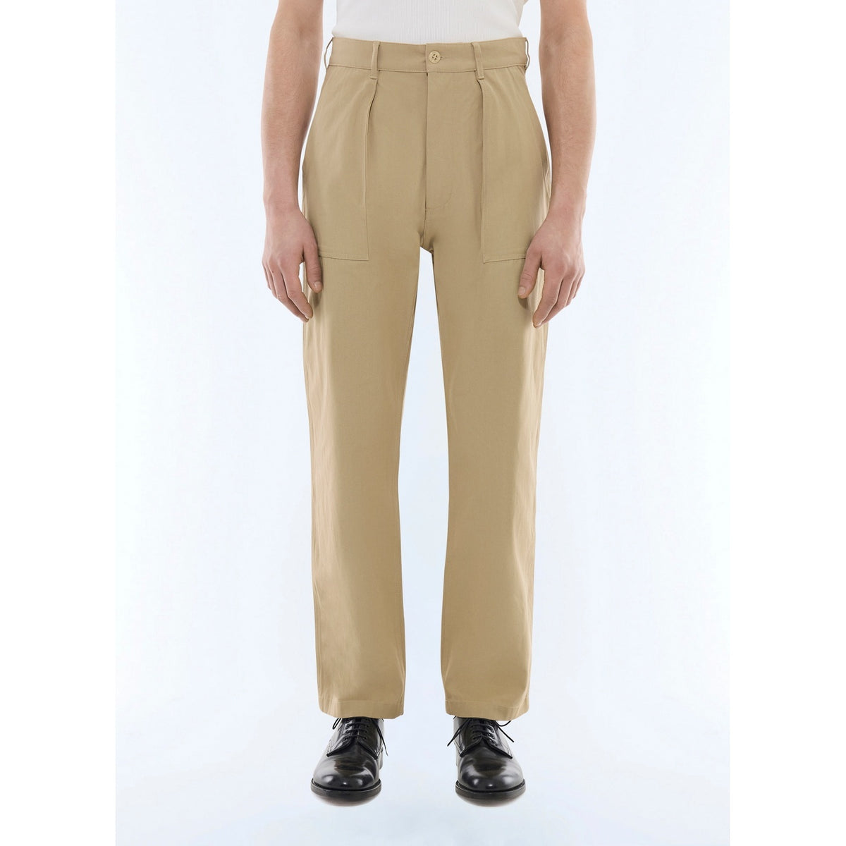 Cotton Serge Cargo Pants - Beige