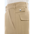 Cotton Serge Cargo Pants - Beige