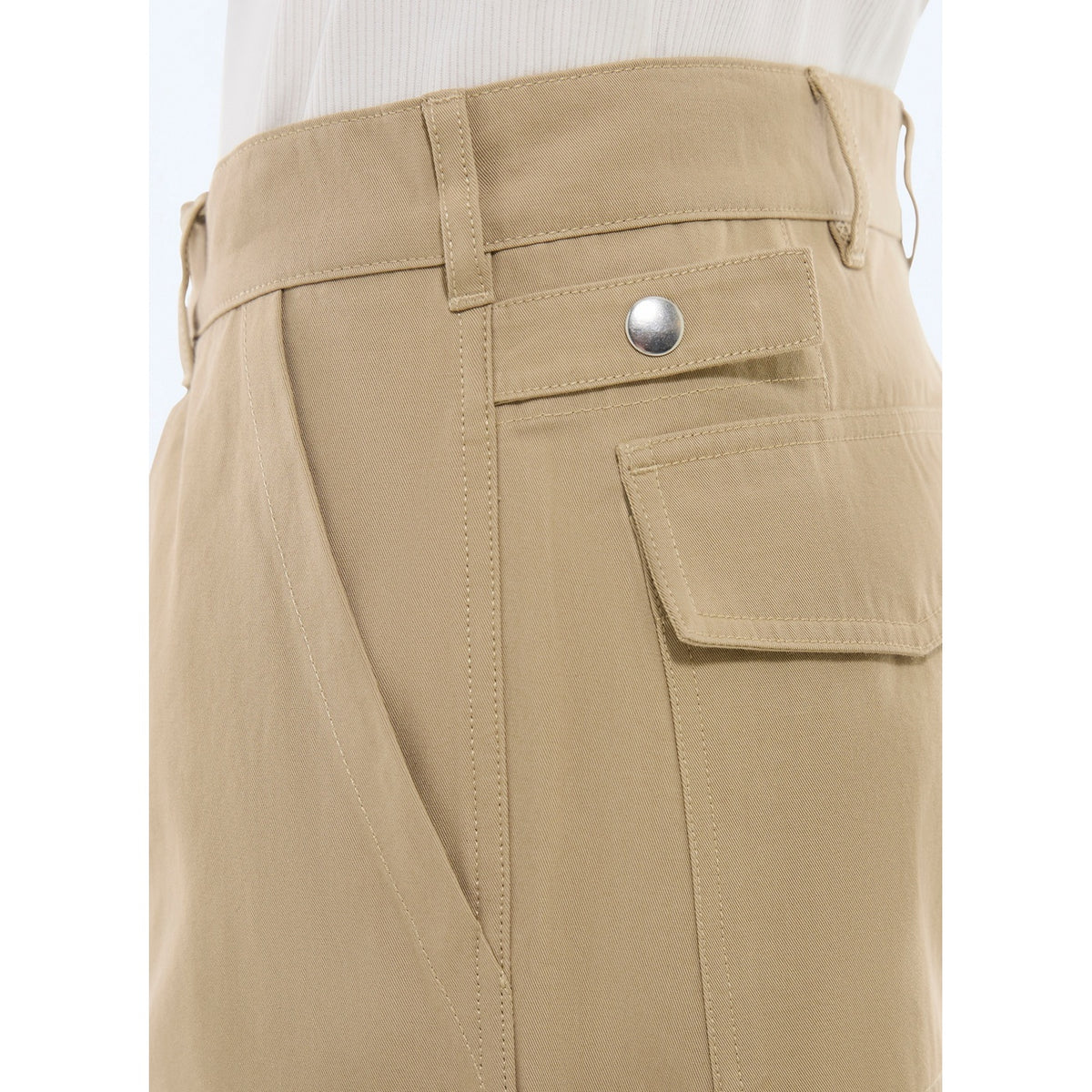 Cotton Serge Cargo Pants - Beige
