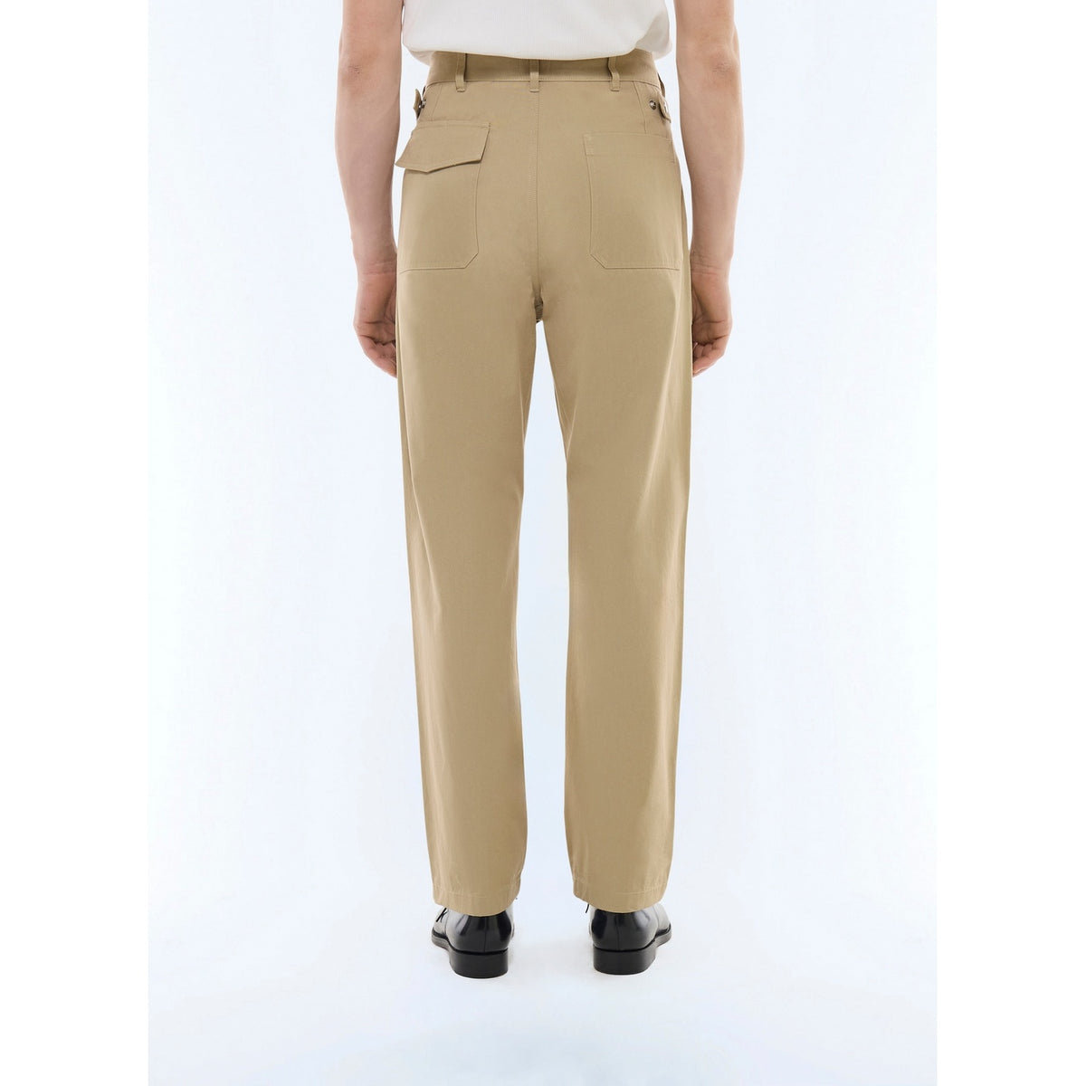 Cotton Serge Cargo Pants - Beige