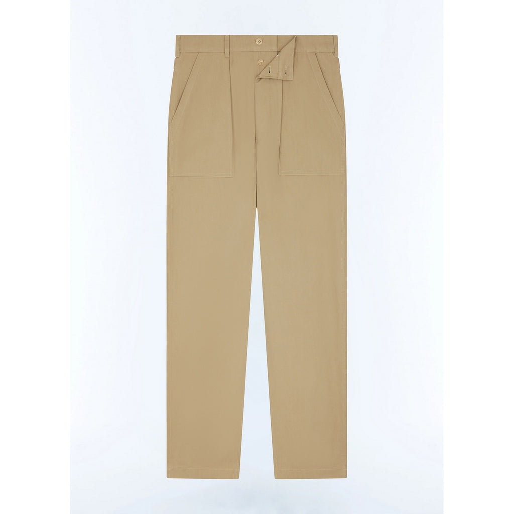 Cotton Serge Cargo Pants - Beige