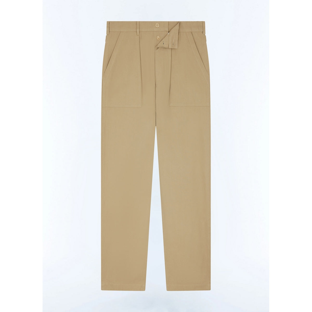 Cotton Serge Cargo Pants - Beige