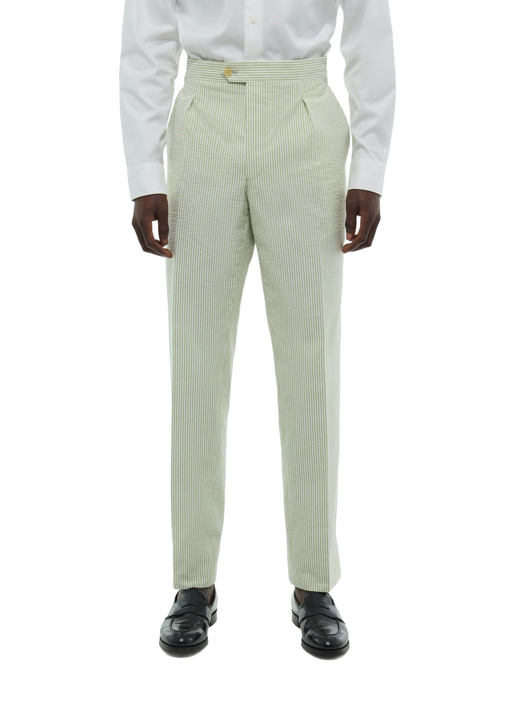 Pantalon En Seersucker Rayé - Vert Pâle