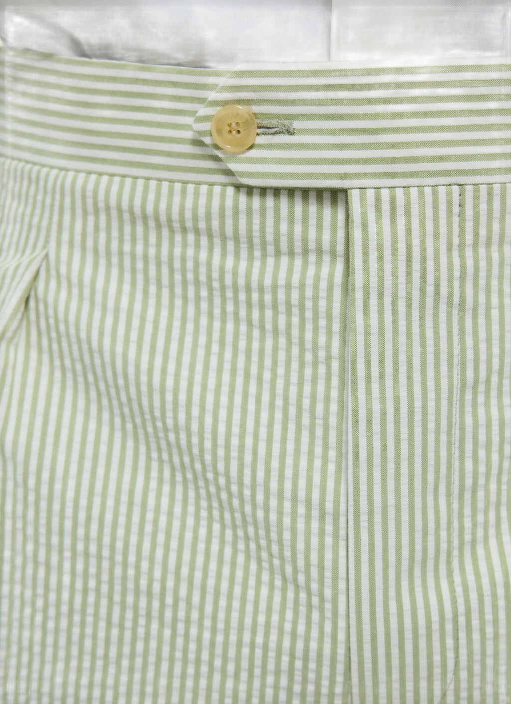 Pantalon En Seersucker Rayé - Vert Pâle