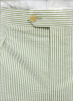 Pantalon En Seersucker Rayé - Vert Pâle