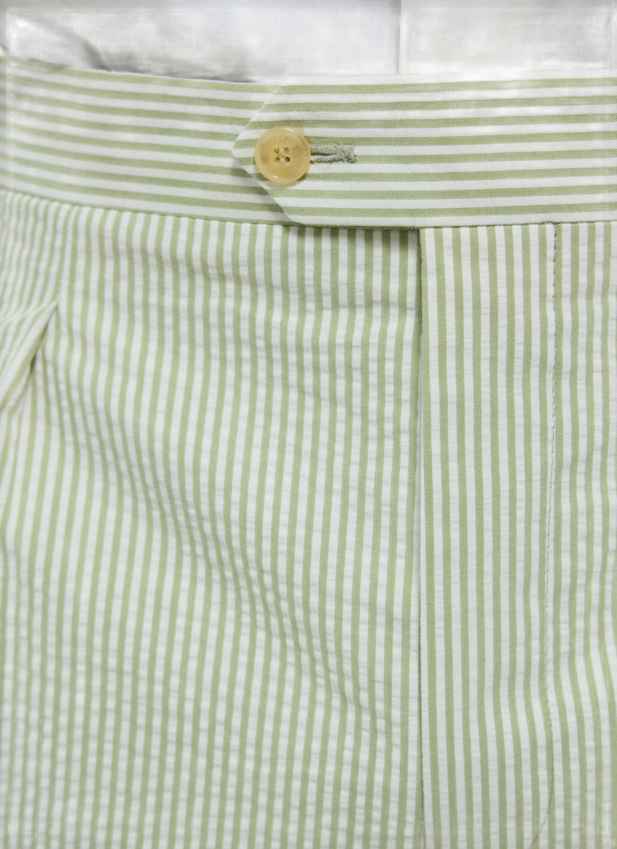 Pantalon En Seersucker Rayé - Vert Pâle