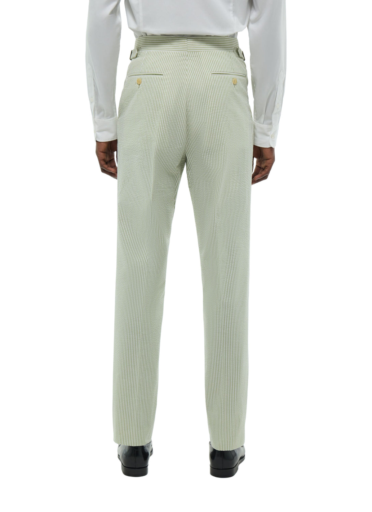 Pantalon En Seersucker Rayé - Vert Pâle