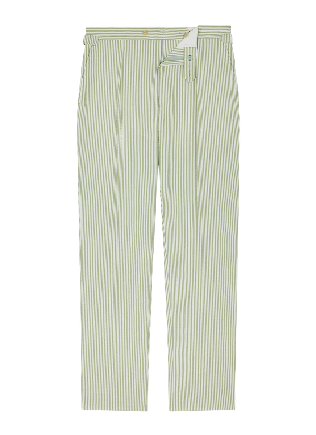Pantalon En Seersucker Rayé - Vert Pâle