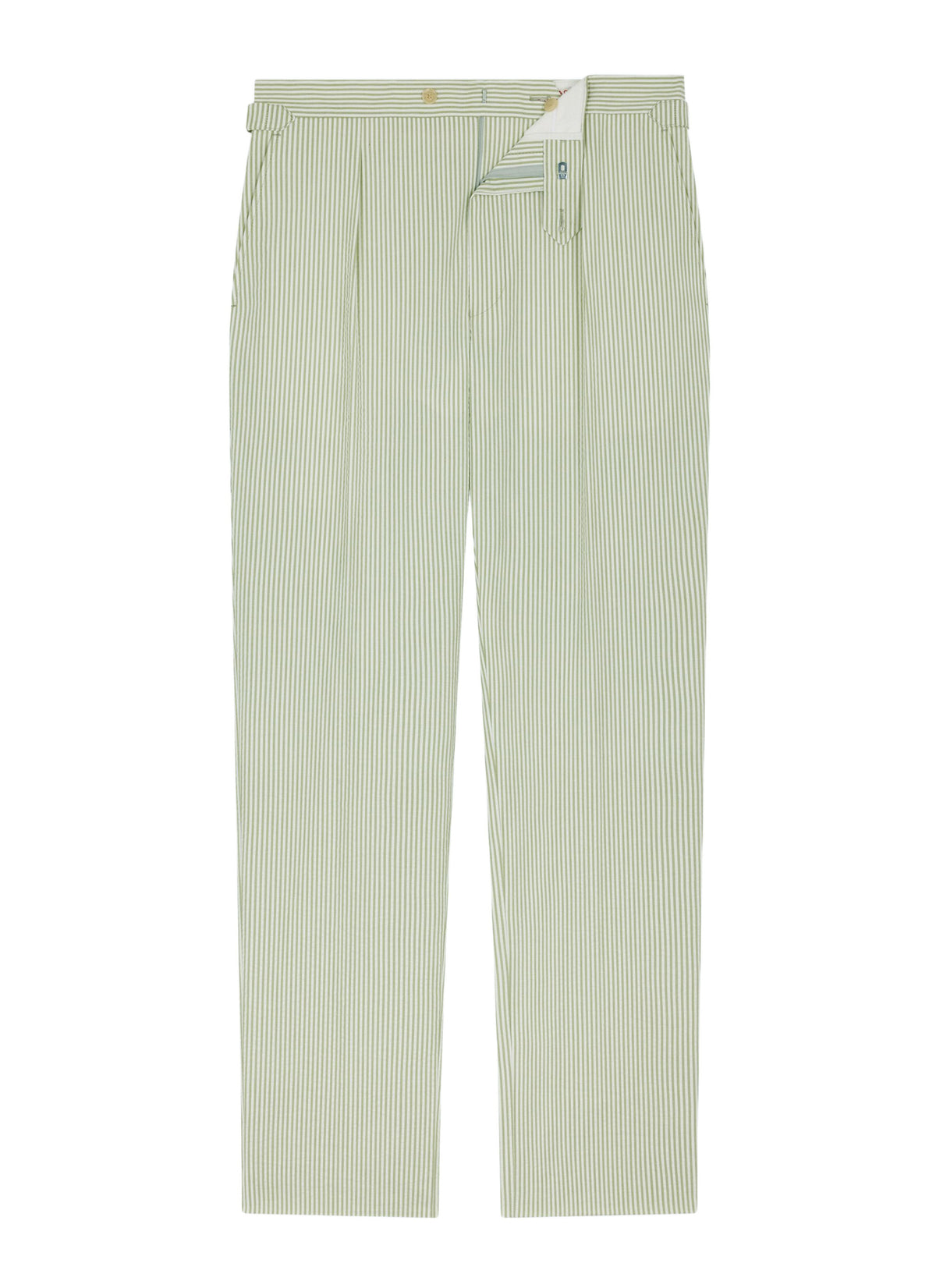 Pantalon En Seersucker Rayé - Vert Pâle
