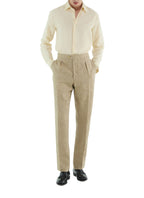 Pantalón De Lino En Espiga - Beige