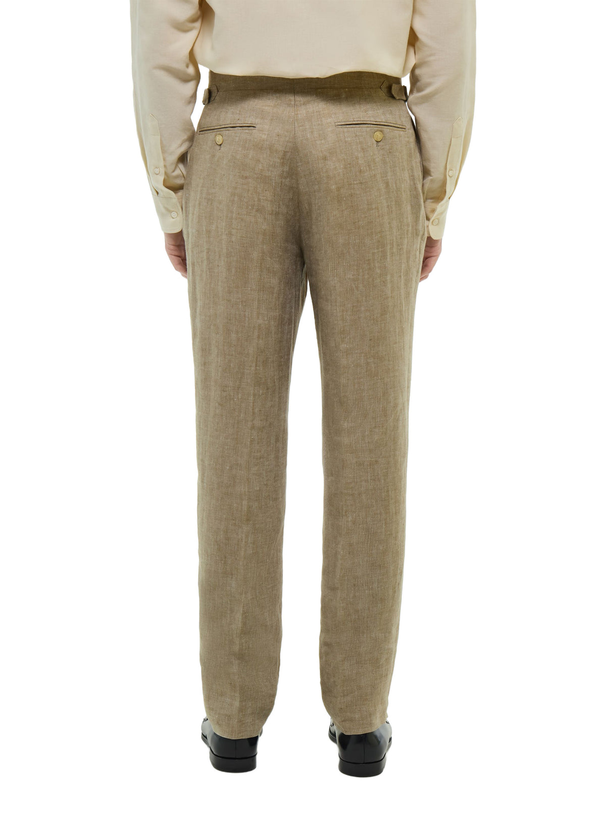 Pantalón De Lino En Espiga - Beige