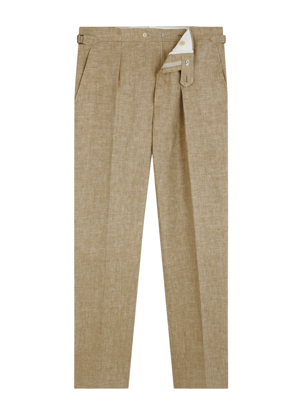 Pantalón De Lino En Espiga - Beige