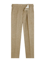 Pantalón De Lino En Espiga - Beige
