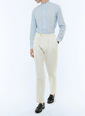 Pantalon À Pli En Twill Épais - Écru