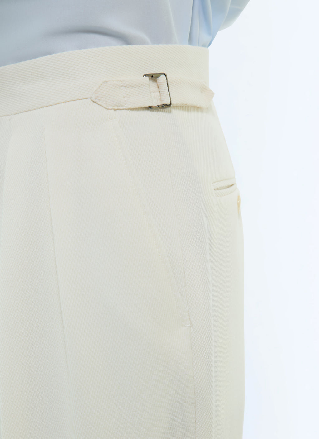 Pantalon À Pli En Twill Épais - Écru