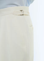 Pantalon À Pli En Twill Épais - Écru