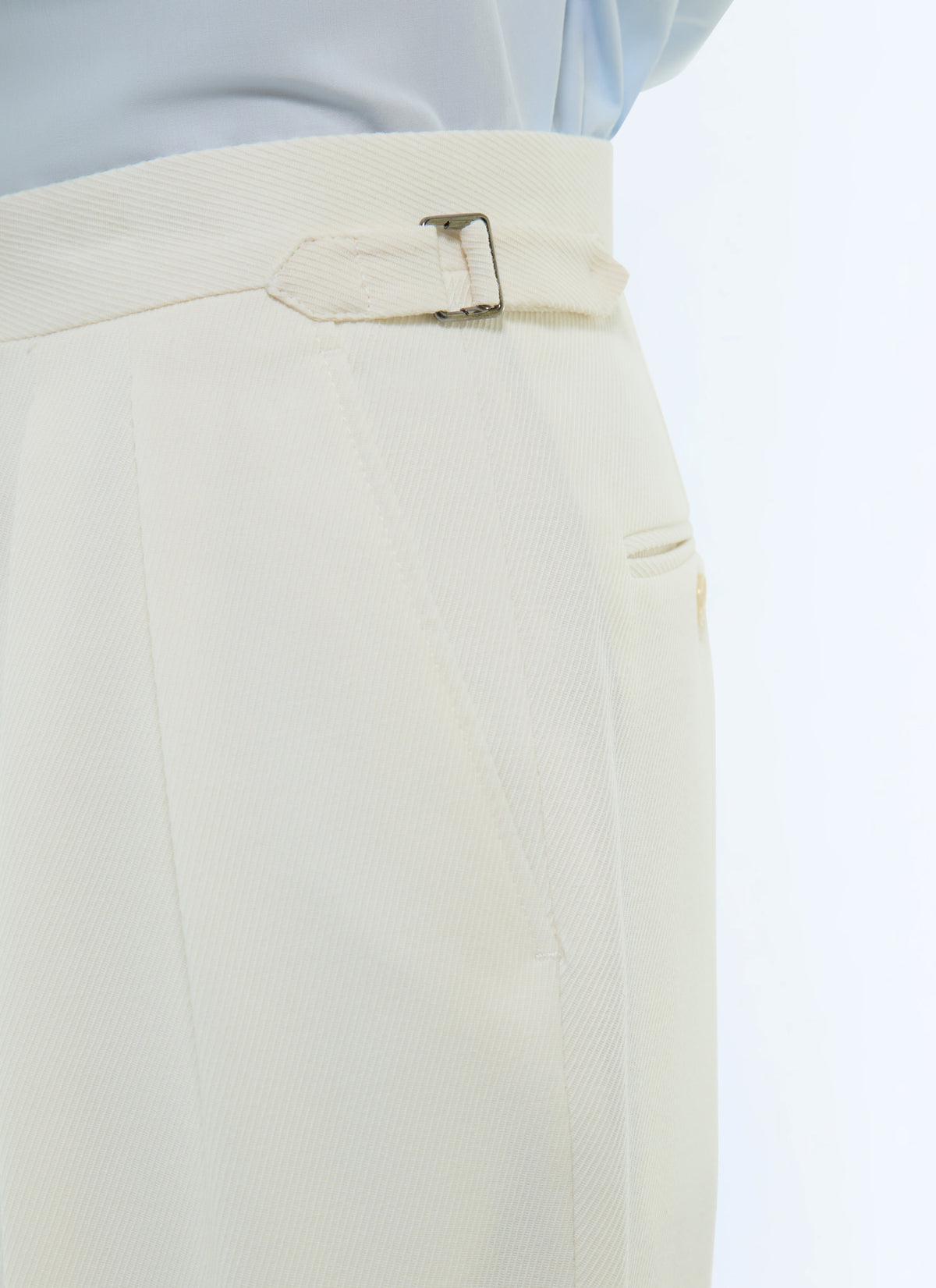 Pantalon À Pli En Twill Épais - Écru