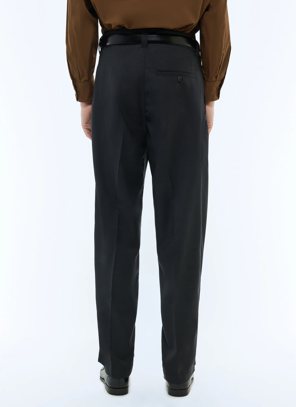 Pantalon Large À Pli En Laine - Anthracite