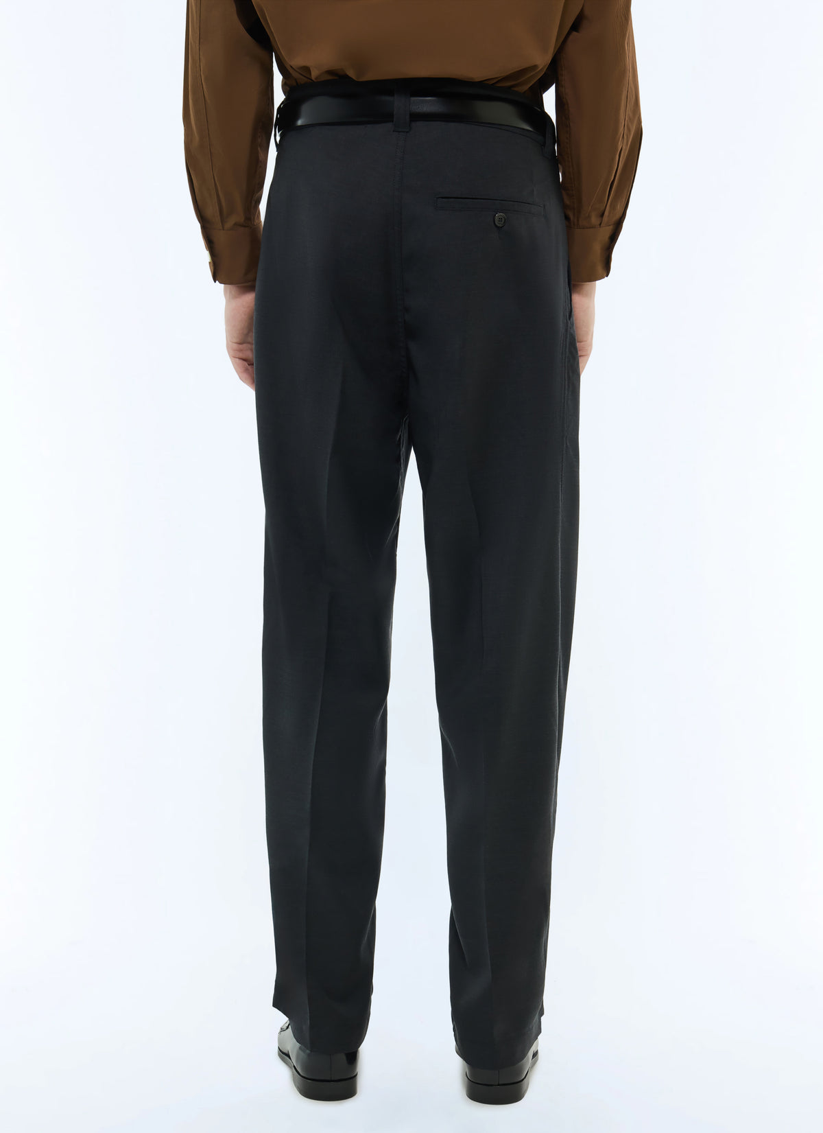 Pantalon Large À Pli En Laine - Anthracite