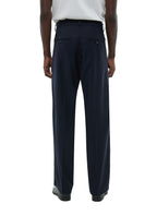 Pantalon Large À Pli En Laine - Marine