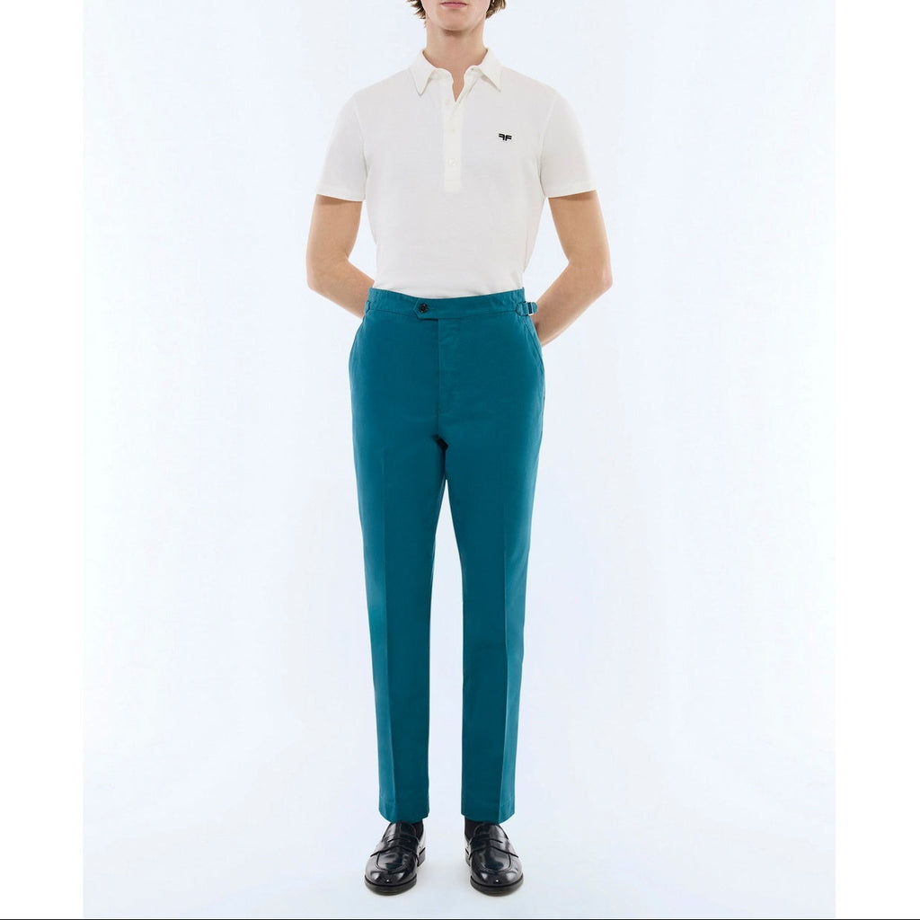 Fitted Cotton Canvas Chinos - Prussian Blue