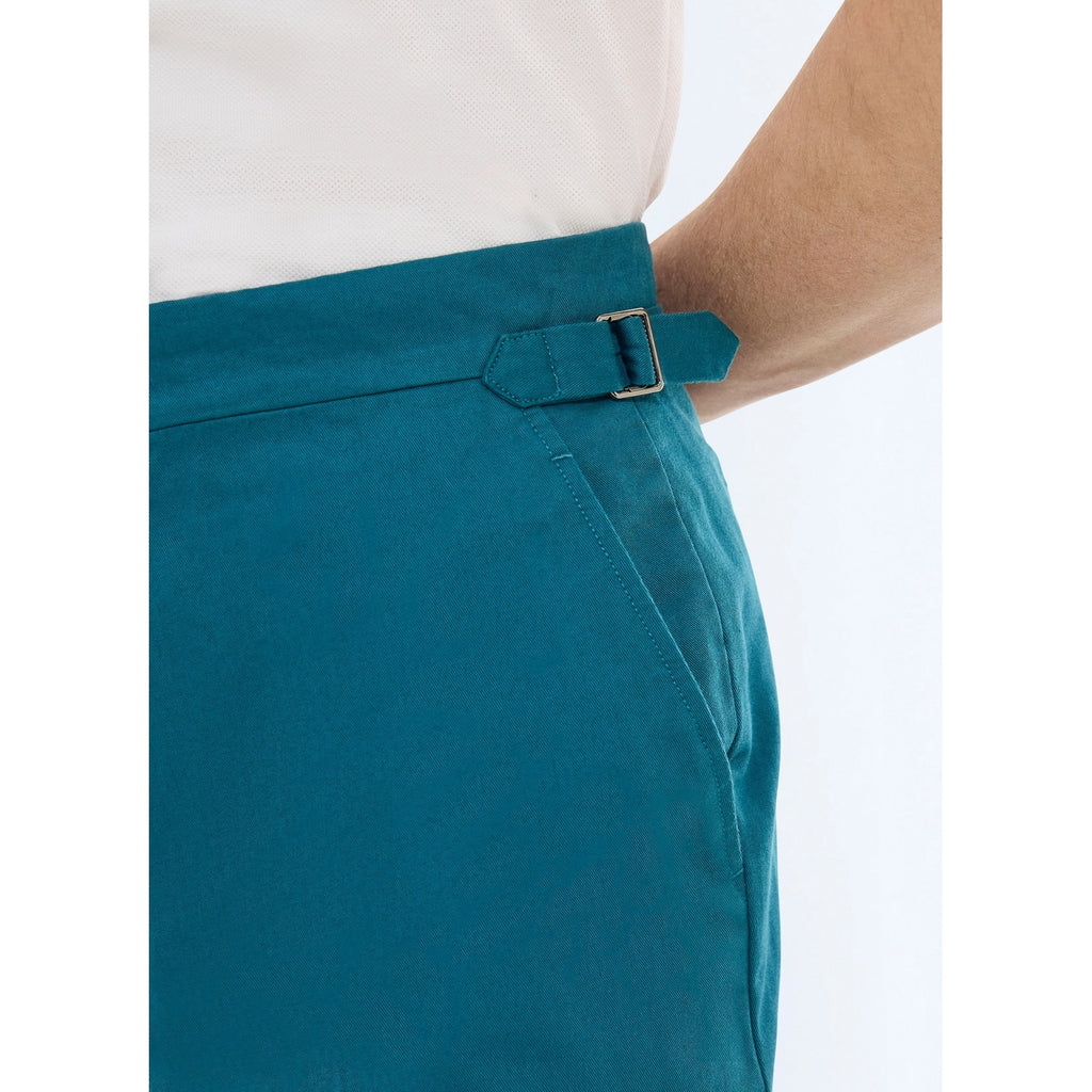 Fitted Cotton Canvas Chinos - Prussian Blue