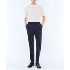 Pantalon Élastiqué En Toile De Coton - Bleu Marine