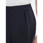 Pantalon Élastiqué En Toile De Coton - Bleu Marine
