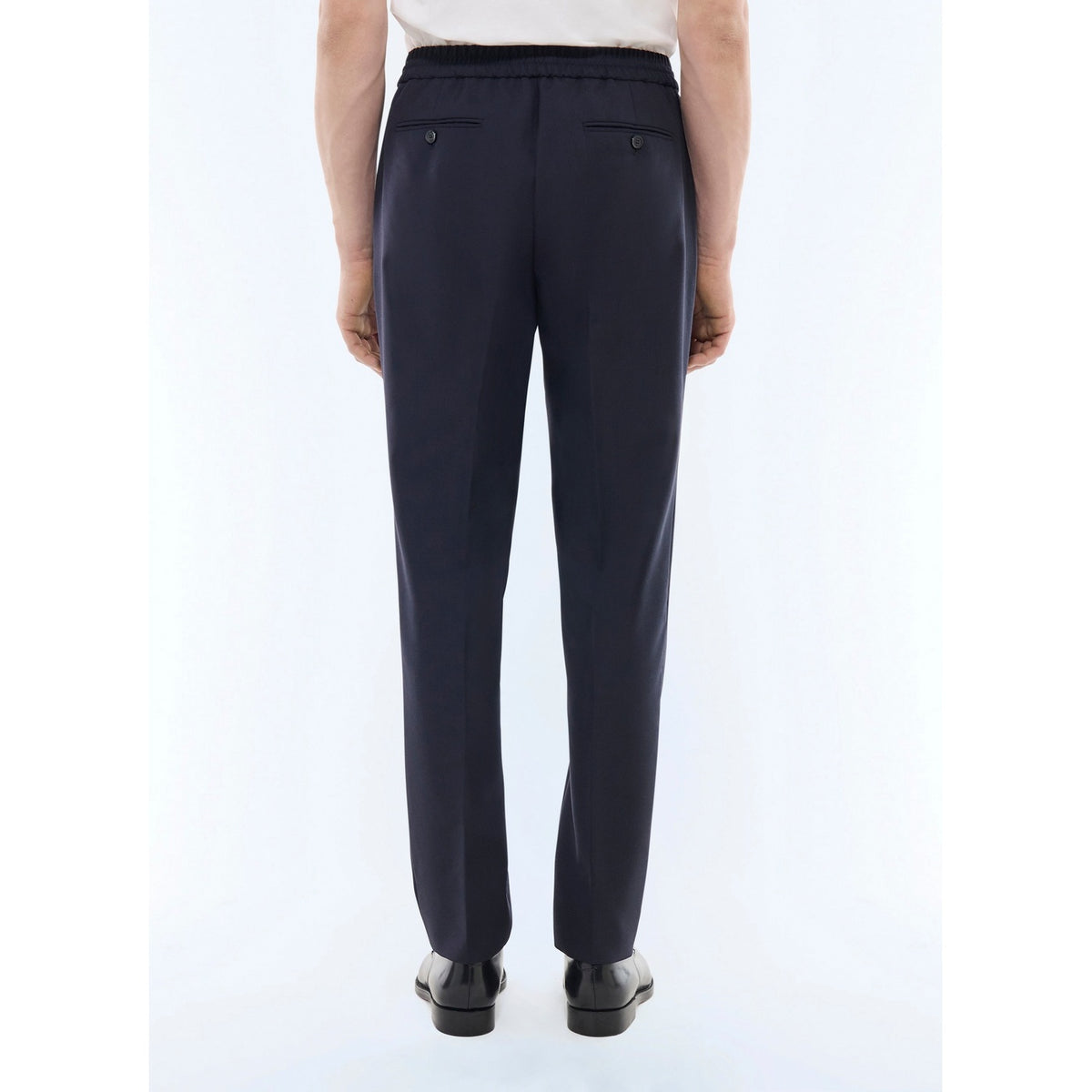 Pantalon Élastiqué En Toile De Coton - Bleu Marine