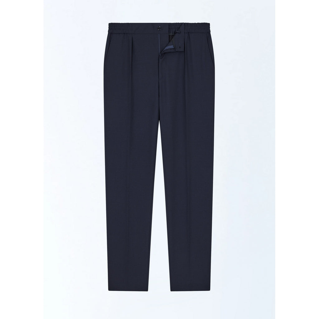 Pantalon Élastiqué En Toile De Coton - Bleu Marine