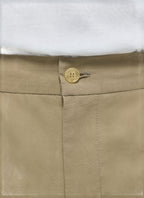 Pantalón con cintura elástica de algodón y lino - Beige