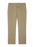 Pantalón con cintura elástica de algodón y lino - Beige