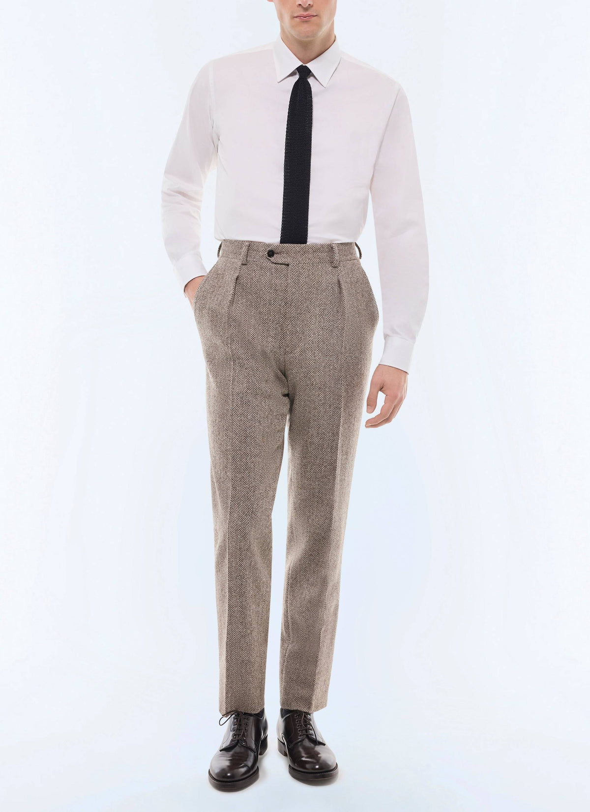 Pantalon À Plis À Chevrons - Marron